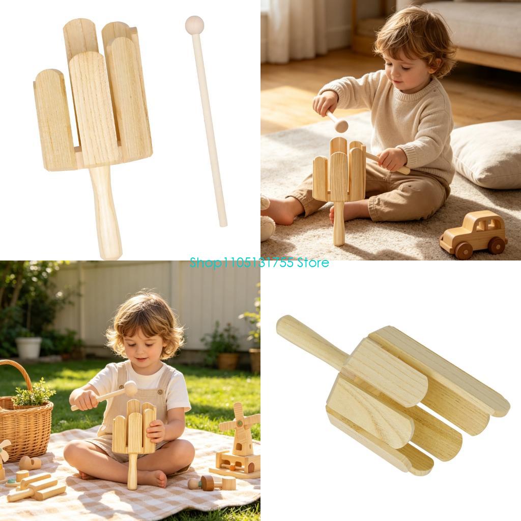 Musical Instrument For Toddlers - K0EF 子供と初心者向けのマレット付き木製さまざまなリズム打楽器、ガイド付きレッスン用のハンドヘルドリズムブロック、