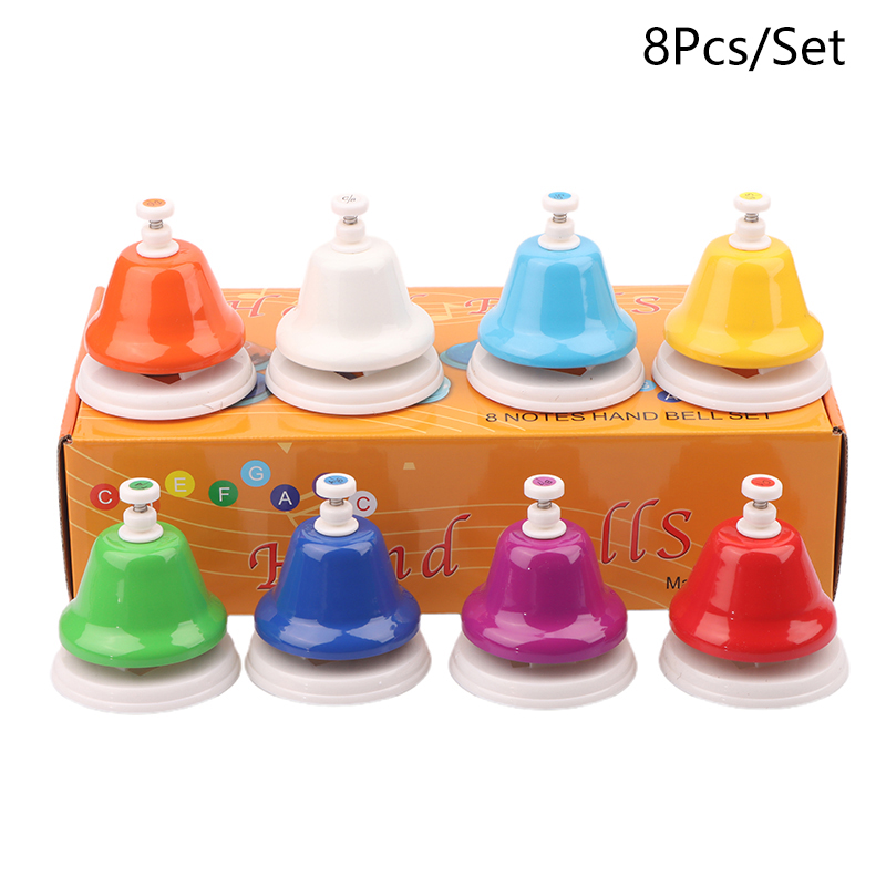 Musical Instrument For Toddlers - 新しい 8 トーン時計音ベルデスクベル幼児のための教育音楽用 8 ノートカラフルなハンドベルセット楽器