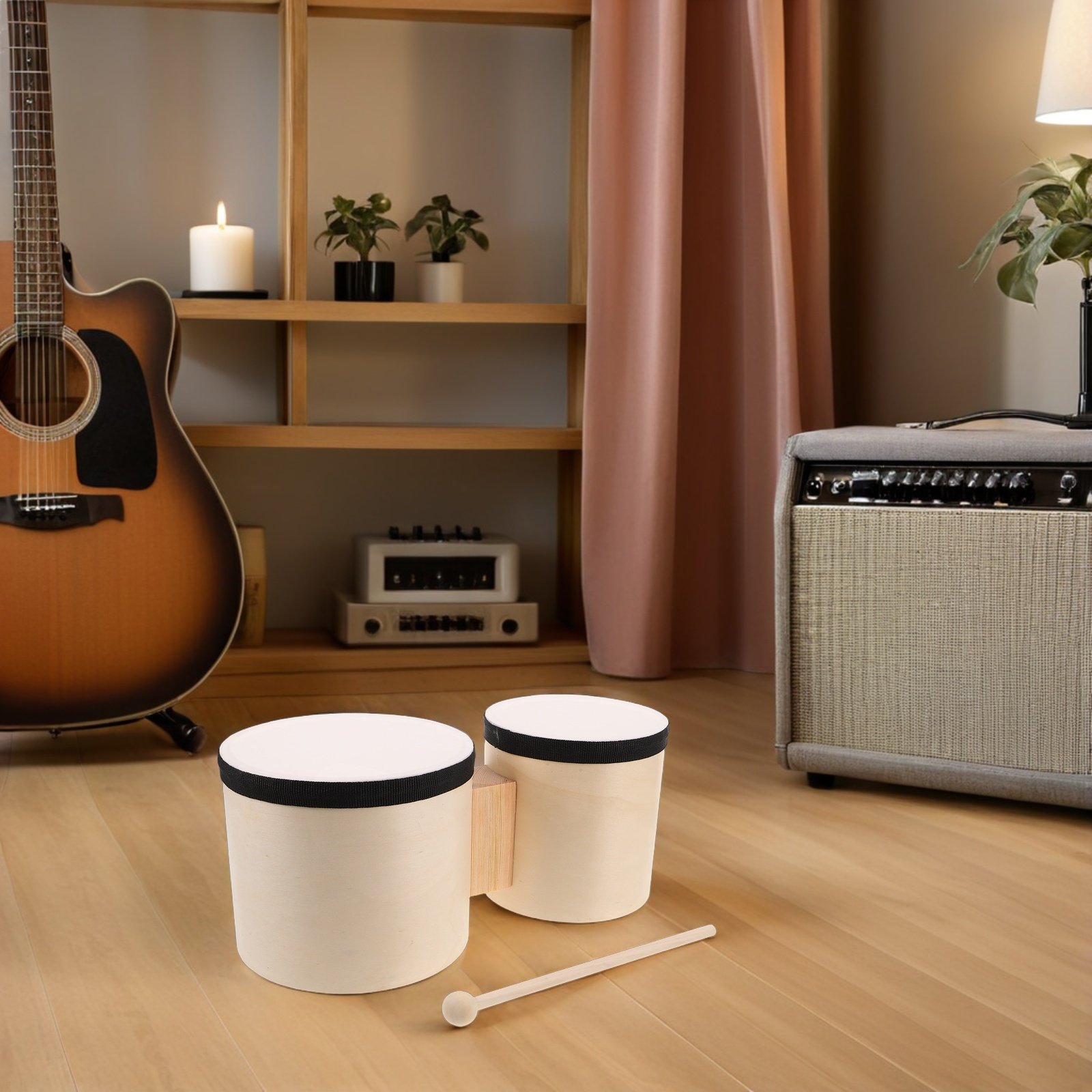 1セット、初心者向けの木製手ドラム（ボンゴ）、5インチと6イ - Musical Instrument Percussion のレビューと価格