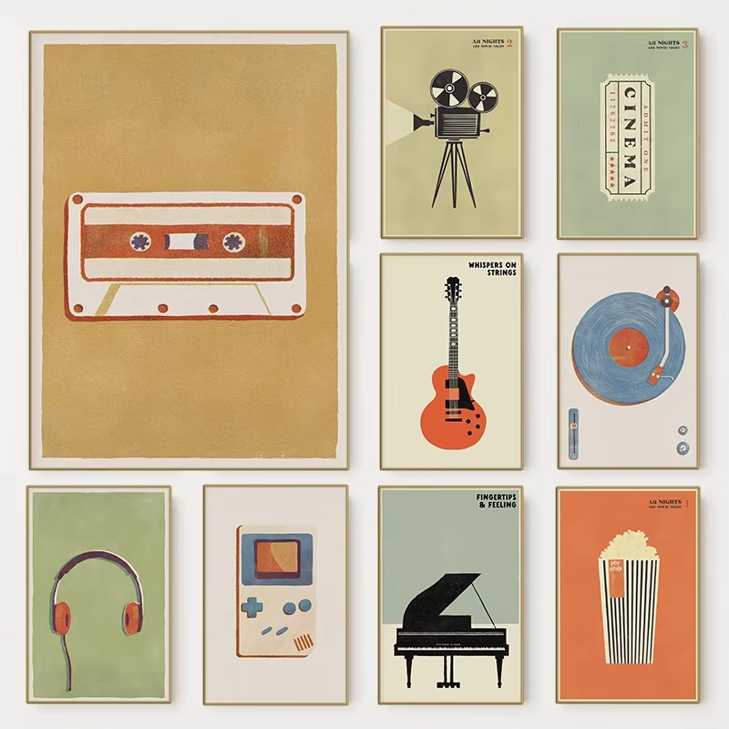レトロな中世風ポップミュージック楽器ポスター |   90年 - Musical Instrument Photo のレビューと価格