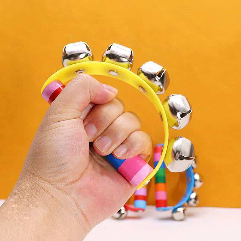 レインボーハンドジングルベル木製ハンドル打楽器ミュージカルシ - A Musical Instrument You Shake のレビューと価格