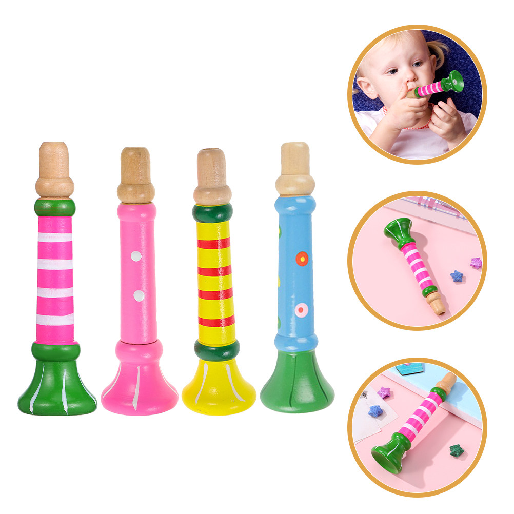 幼児や未就学児向けの、カラフルな小型木製リコーダー4本セット - Musical Instrument For Toddlers のレビューと価格