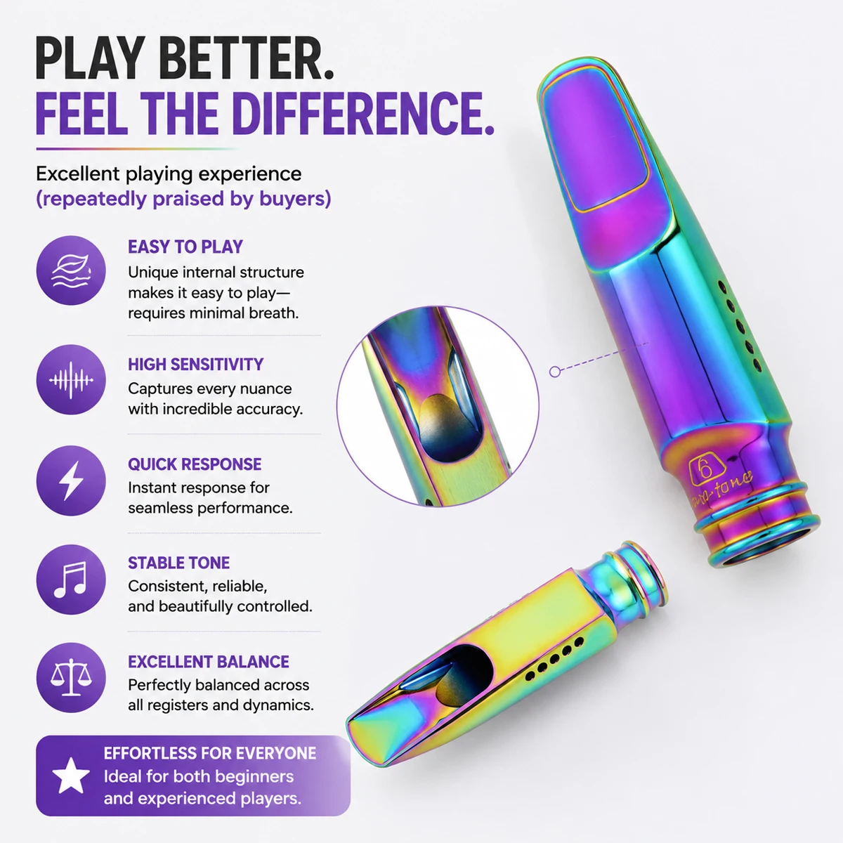 オーロラ虹色アルトサックスマウスピース メタルレインボーメッ - Musical Instrument Jazz のレビューと価格